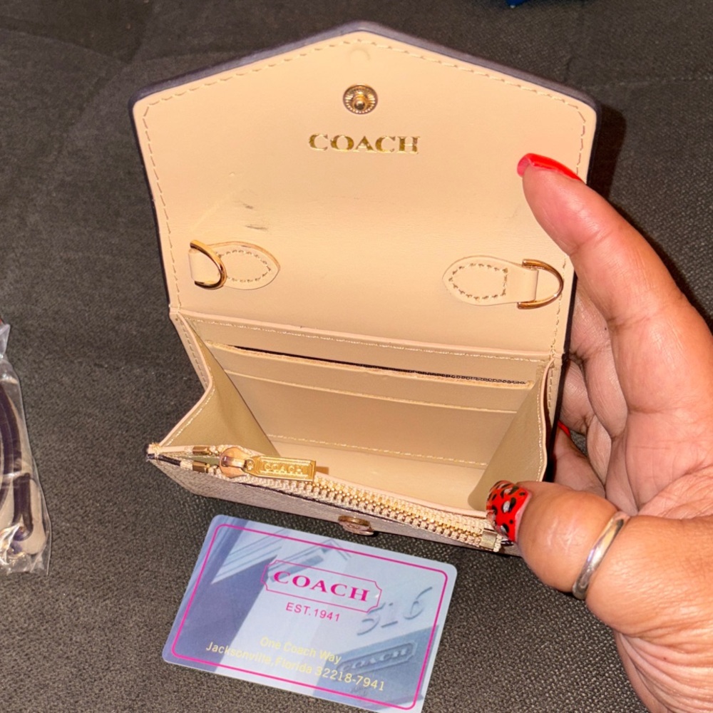 Light Tan Wallet with Strap - Picture 2 of 5